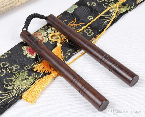 NEW Wooden Ebony Combat Nunchaku solid wooden rope two sticks solid wood nunchaku Bruce Lee Chinese style Training stick