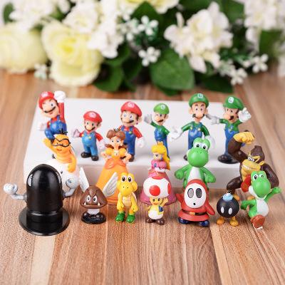 Plastic Super Mario Bros PVC Action figures Mario Luigi Yoshi Princess Toys Dolls Free Shipping 18pcs/set z223