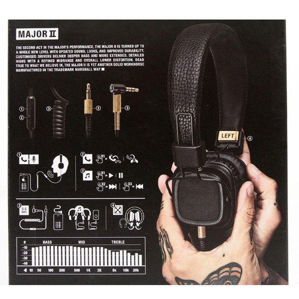 Wholesale Marshall Major headphones With Mic Deep Bass DJ Hi-Fi Headphone HiFi Headset Professional DJ Monitor Headphone