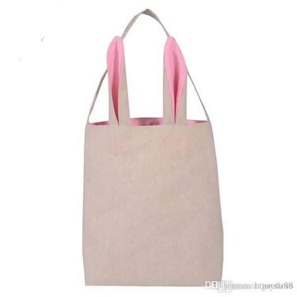 14styles Cotton&Linen and Jute Easter Bunny Ears Basket Bag For Easter Gift Packing Easter Handbag For Child Fine Festival Gift 255*305*100m