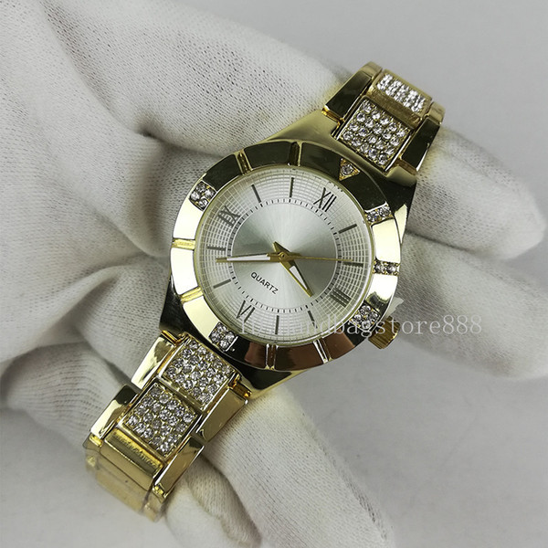 Wholesale and Retail 35mm diamond quartz watches Hot gold rome Women wristwatches girl student Night club fashion wristwatches