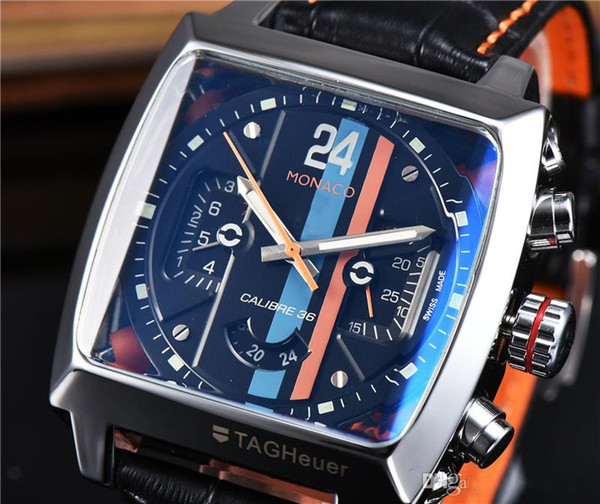 top brand men's watch TAG luxury automatic mechanical watch leather sports military watches men's square watch mens designer watches