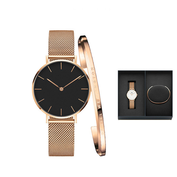 Daniel dw Mens Watches 40mm 36MM 32MM watches Womens Watch With Box and bracelet Quartz Watch Female Relogio Montre Femme Black