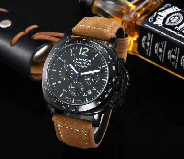 Best selling quality and beautiful fashion waterproof running seconds watch clock 45mm classic men's watch famous male watch