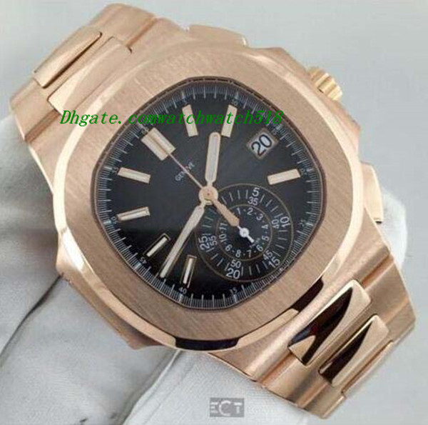 LUXURY WATCH New Automatic N@utilus 5980/1R Black Dial 18kt Rose Gold MINT mens Watch Men's Watches Wristwatch