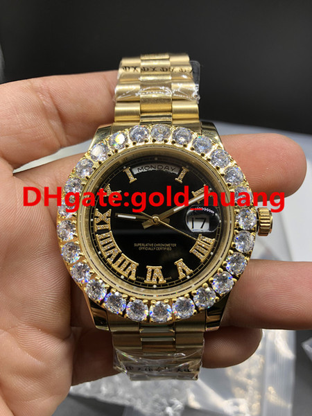 2018 new luxury 43mm claw Bezel big diamonds automatic man watch, high-quality stainless steel men's watches 36969