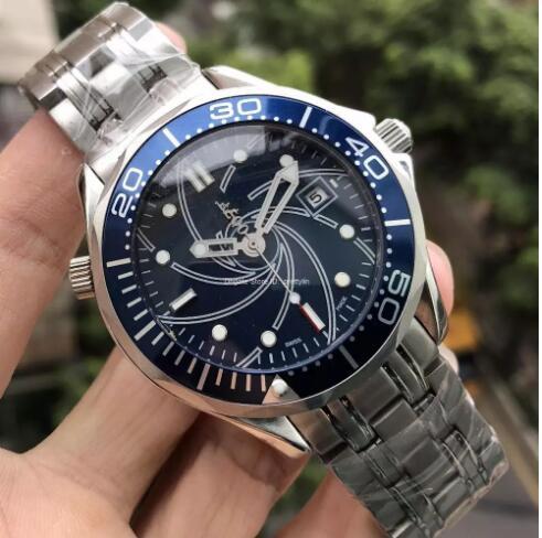 2018 Luxury Mens Professional 300m James Bond 007 Blue Dial Sapphire Automatic Watch Men's Watches