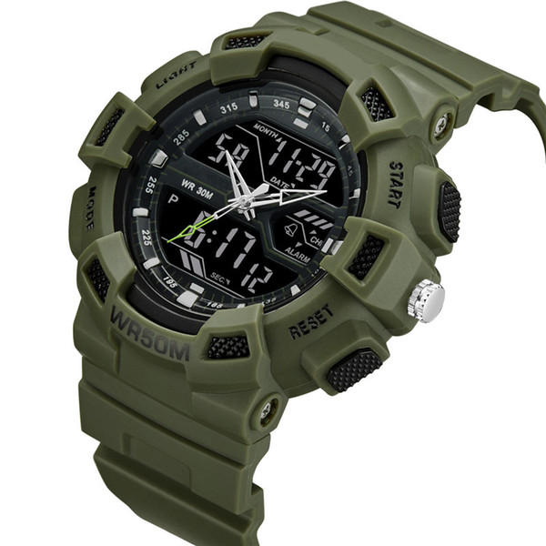 SB0017 Dual time Multi-functional sports Watch men's watch Digital Wristwatches Mens watches Water Resistant Men watches