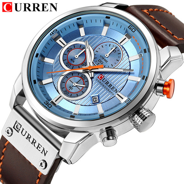 Top Brand Luxury CURREN Fashion Leather Strap Quartz Men Watches Casual Date Business Male Wristwatches Clock Montre Homme 2019