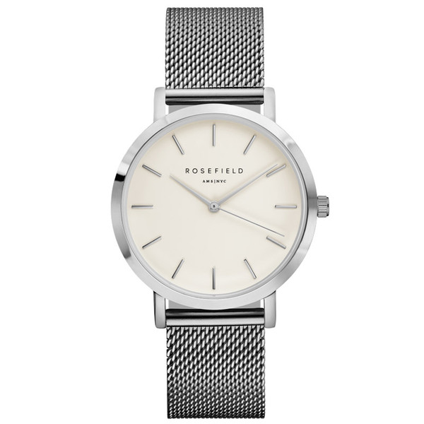 ROSEFIELTop Luxury brand Womens' Watches men Stainless Ultra-thin watch Steel Mesh strap band Quartz-watch thin Dial Clock 2017