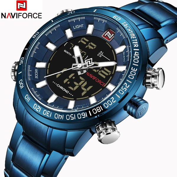 NAVIFORCE Luxury Mens Quartz Analog Watch Fashion Sport Digital LED Watch Waterproof Male Watches Clock Man Relogio Masculino