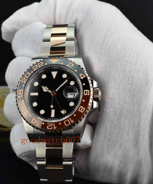 2019 Men's date Sport Watches High Quality Gold & SS GMT Ceramic ROOT BEER mechanical men's Automatic Mens Watch