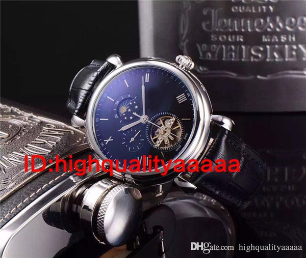 flywheetourbillon Golden watch men Complications Perpetual Calendar moon phase automatic black dial skeleton wristWatch Men dress Watches