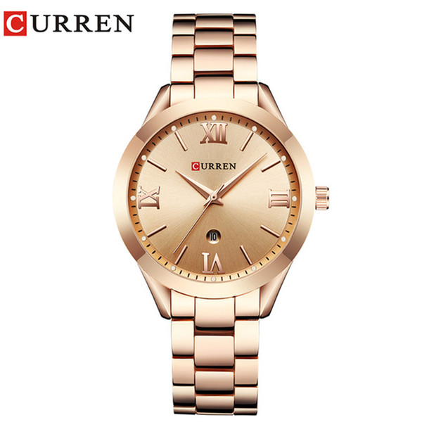 Jewelry Gifts For Women's Luxury Gold Steel Quartz Watch Curren Brand Women Watches Fashion Ladies Clock Relogio Feminino 9007 Y19052201