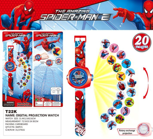 New Princess Spiderman Kids Watches Projection Cartoon Pattern Digital Child watch For Boys Girls LED Display 20 Image 3D Projection Clock