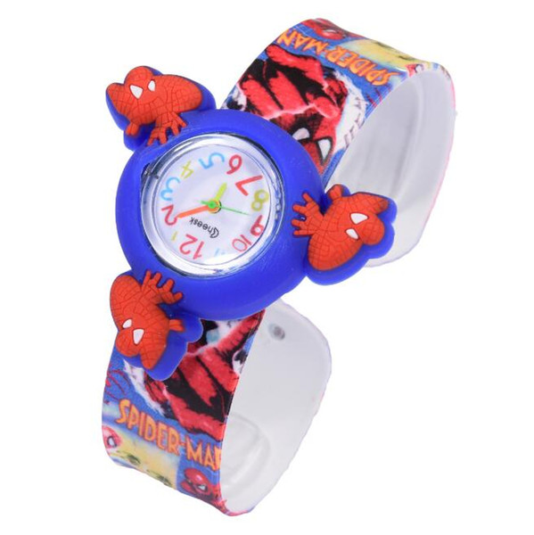 Cute Slap watches Rotating Spinner Top Colorful band Batman Spiderman Cartoon Snap Slap Silicone Gift watch