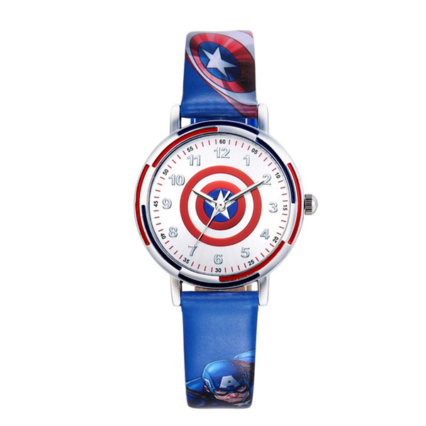 Children Hero Watches Blue Red Green PU Band Students Quartz Watch