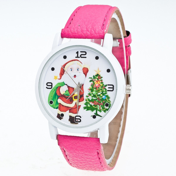 Fashion Santa Claus Cartoon Watch Christmas Elderly Pattern Leather Band Analog Quartz Vogue Watches Relogio Feminino