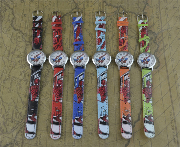 Cartoon spider-man children's quartz watch is popular among primary and middle school students circular strap wristwatch