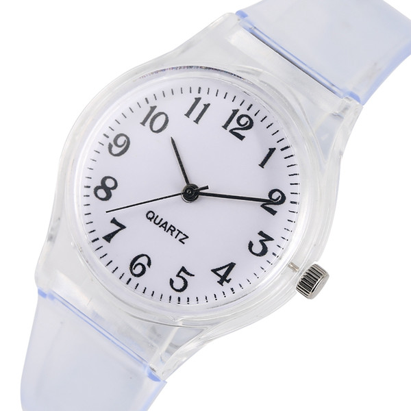 Transparent Band Watches for Children Concise Arabic Numerals Dial Watch for Boys Minimalist Style Novel Quartz Wristwatch for Kids