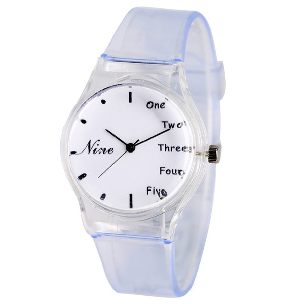 Transparent Band Watches for Children Minimalist Style Novel Quartz Wristwatch for Kids Concise Arabic Numerals Dial Watch for Boys