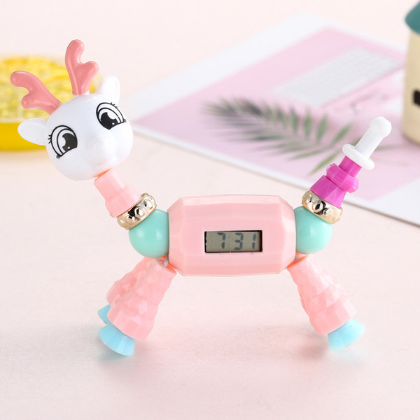 Kids Novelty DIY Watch Bracelet Necklace -New Fashion Kids' Digital Watch-Comfortable Red Strap, Easy to Buckle-Safe for Children