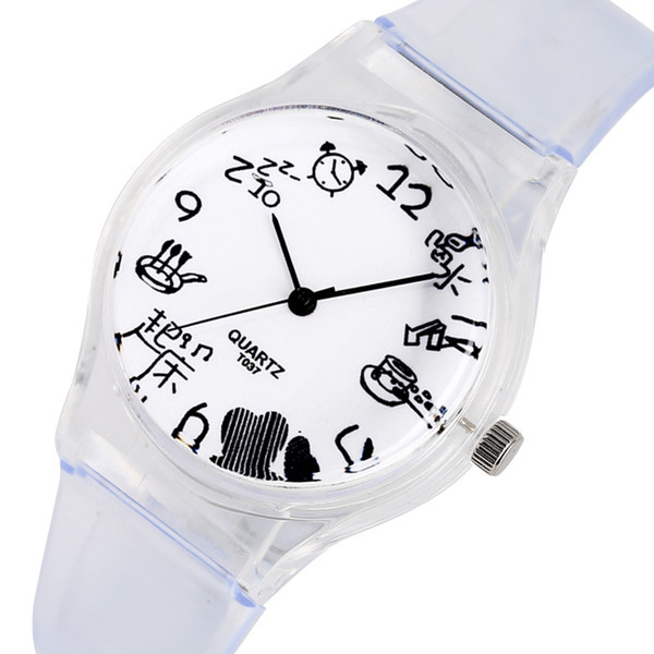 Classic Arabic Numerals Dial Watch for Kids Transparent Strap Watches for Children Minimalist Style Novel Quartz Wristwatch