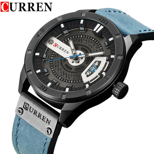 Relogio Masculino Curren Watch Men Waterproof Calendar Sport Military Male Clock Top Brand Luxury 3d Dial Man Wristwatch 8301 Y19051603