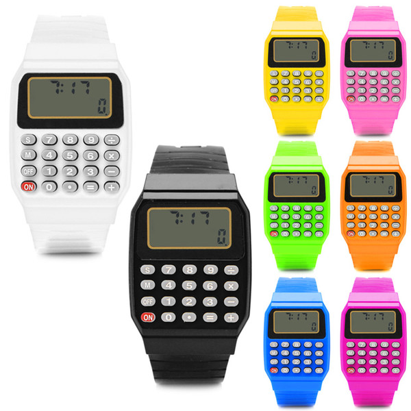 Child Watch Electronic Calculator Wrist Watches Kid Silicone Date Time Stopwatch LCD Screen Display relogio digital