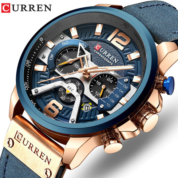 Relogio Masculino Mens Watches Top Brand Luxury Men Military Sport Wristwatch Leather Quartz Watch erkek saat Curren 8329 CJ191217