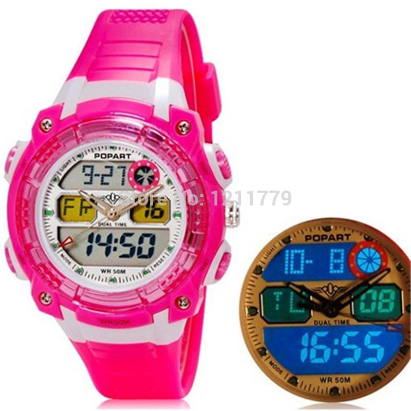 Wholesale-Brand New POPART Original Fashion Kids Watches for Girls LED Screen analog - Digital Sports Watch Montre Enfant pour Fille