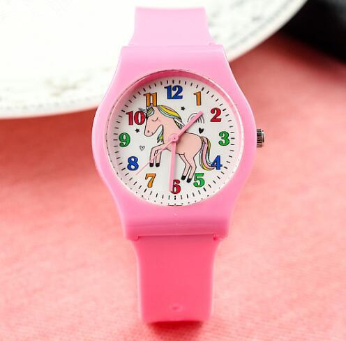 Fashion Women Men Candy Rubber Watches lovely pink Unicorn Pony jelly watch children silicone Boy Girl students Cartoon Gift watches
