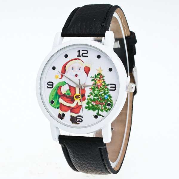 Delicate Hot!Relogio Feminino Women Fashion Christmas Elderly Pattern Leather Band Analog Quartz Vogue Watches reloj