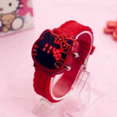 Pink Cute Hello Kitty Children Watches Fashion Cartoon Cat Girl Clock Femme Rejores Ladies Dress Saats Enfant Hours Hodinky