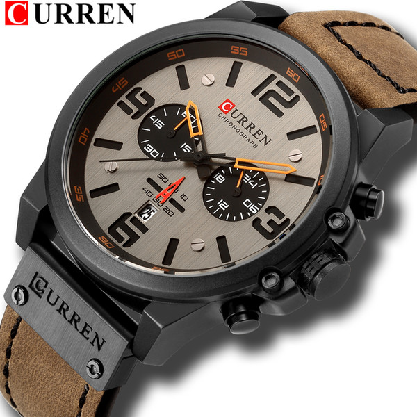 Newest 2018 Men Watches CURREN Top Brand Luxury Quartz Mens Wristwatches Leather Military Date Male Clock Relogio Masculino T200113