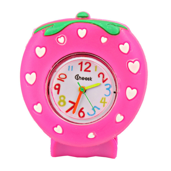 3D Cartoon Watch Kids Quartz Watch Strawberry Silicone Slap Wristwatch Creative Pointer Boys Girls Baby Children Watches