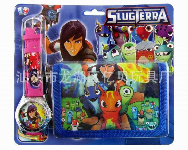 Wholesale-Cartoon Movie Slugterra Watch and Wallet 2 in 1 Set for Kids Boys JK-723