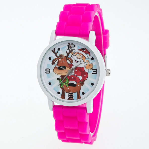 Newly Design Children Kids Christmas Gift Cartoon Silicone Gel Jelly Wrist Watch Free Shipping 50 Pieces