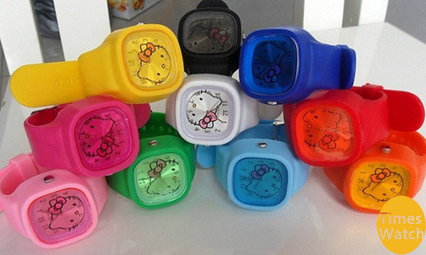 Wholesale silicone hello kitty children colorful jelly watch 10 colors available Top quality.Low price. Hot sale