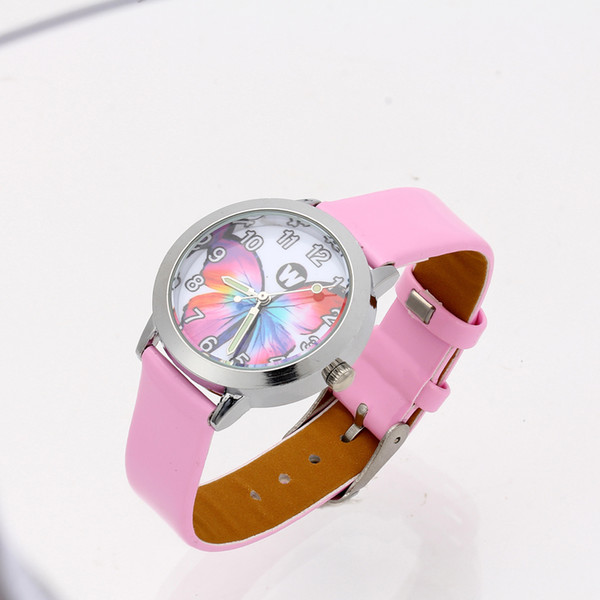 Butterfly 3D Cartoon Watch Kids Children Wrist Watches Girl Leather Strap Students Quartz Watch Clock Cute Montre Enfant gifts