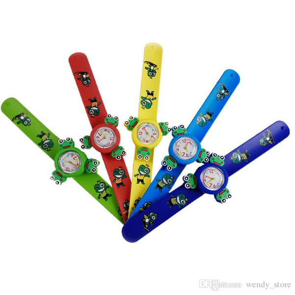 Frog cartoon gyro rotation of children watches silicone jelly slap watch quartz watch sports creative Children Boys Girls Watch Clock