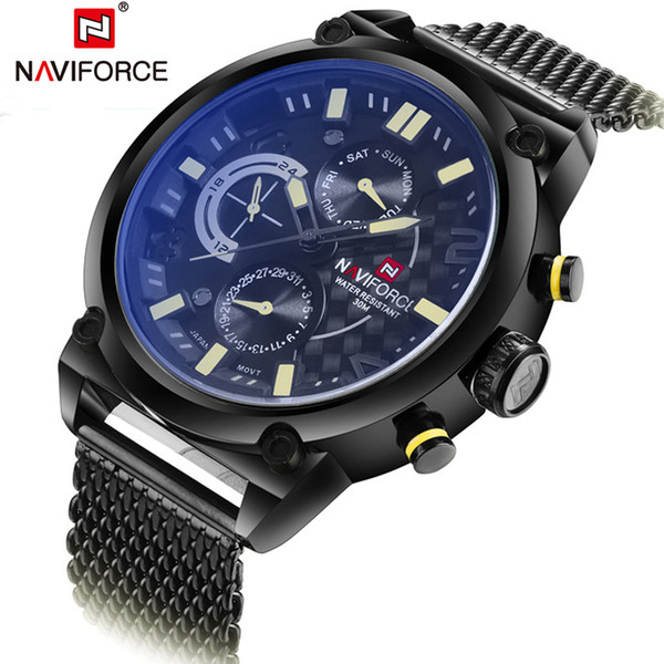 2018 Fashion Casual Mens Watches Top Luxury Brand NAVIFORCE Military Quartz Watch Men Waterproof Wristwatch Relogio Masculino S921