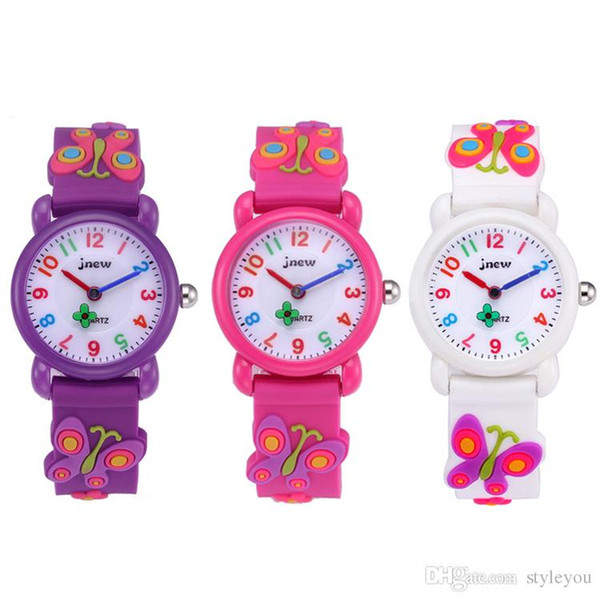 Kid Watch 3D Cartoon butterfly Lovely Kids Girls Boys Children Students Quartz Wrist Watch Very Popular Wristwatc Sports Clock