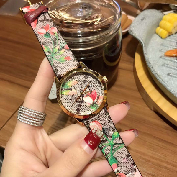 Top Designer Luxury Women Wristwatches Gci flower theme Orso fashion canvas strap Geranium print Womens Watch gc