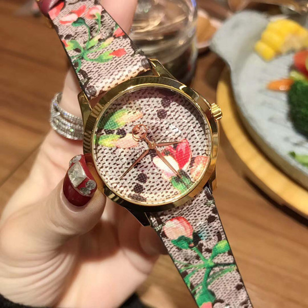 Top Designer Luxury Women Wristwatches Gci flower theme Orso fashion canvas strap Geranium print Womens Watch gc