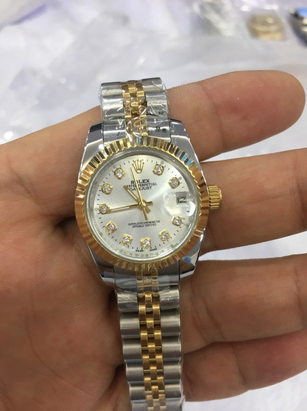 Christmas gift swiss Automatic watches Original box certificate woman 26mm 18kt Gold President CHAMPAGNE Diamond 118238 SANT