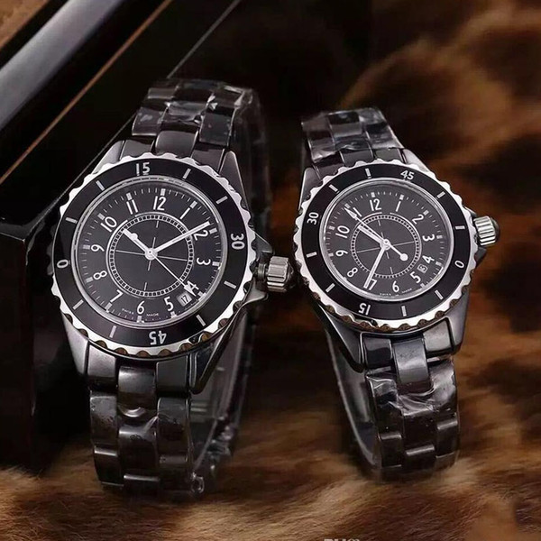 Luxury watch 33mm 38mm Black White luxury women watches Quartz chronograph VK movement Ceramic bezel diamond watch watches Lady wristwatch