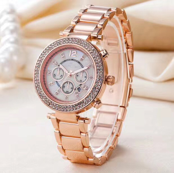 AAA watch luxury Fashion brand elegant designer luxury watches women big Pink Ladies gold watch calendar White dial ladies watch