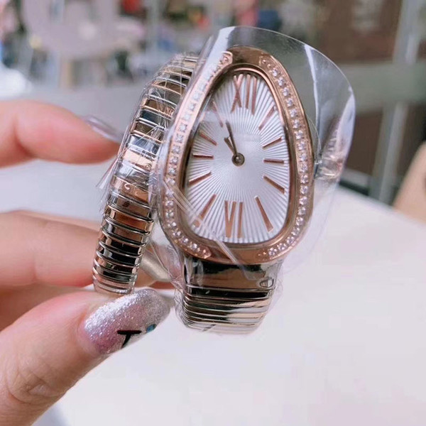 New Style Quartz Movement Snake White Dial Watch Women Stainless Band Female Watch Free Shipping