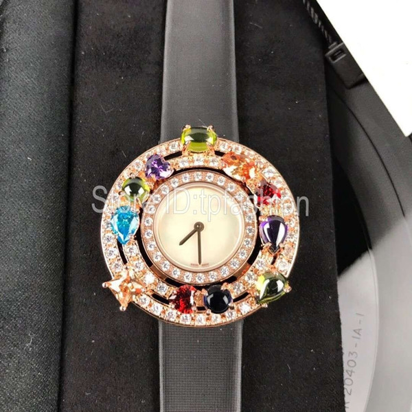 Top Fashion Quartz Watch Women Gold Silver Dial Luxury Rhinestone Design Sapphire Glass Ladies Elegant Leather Strap Clock 6170